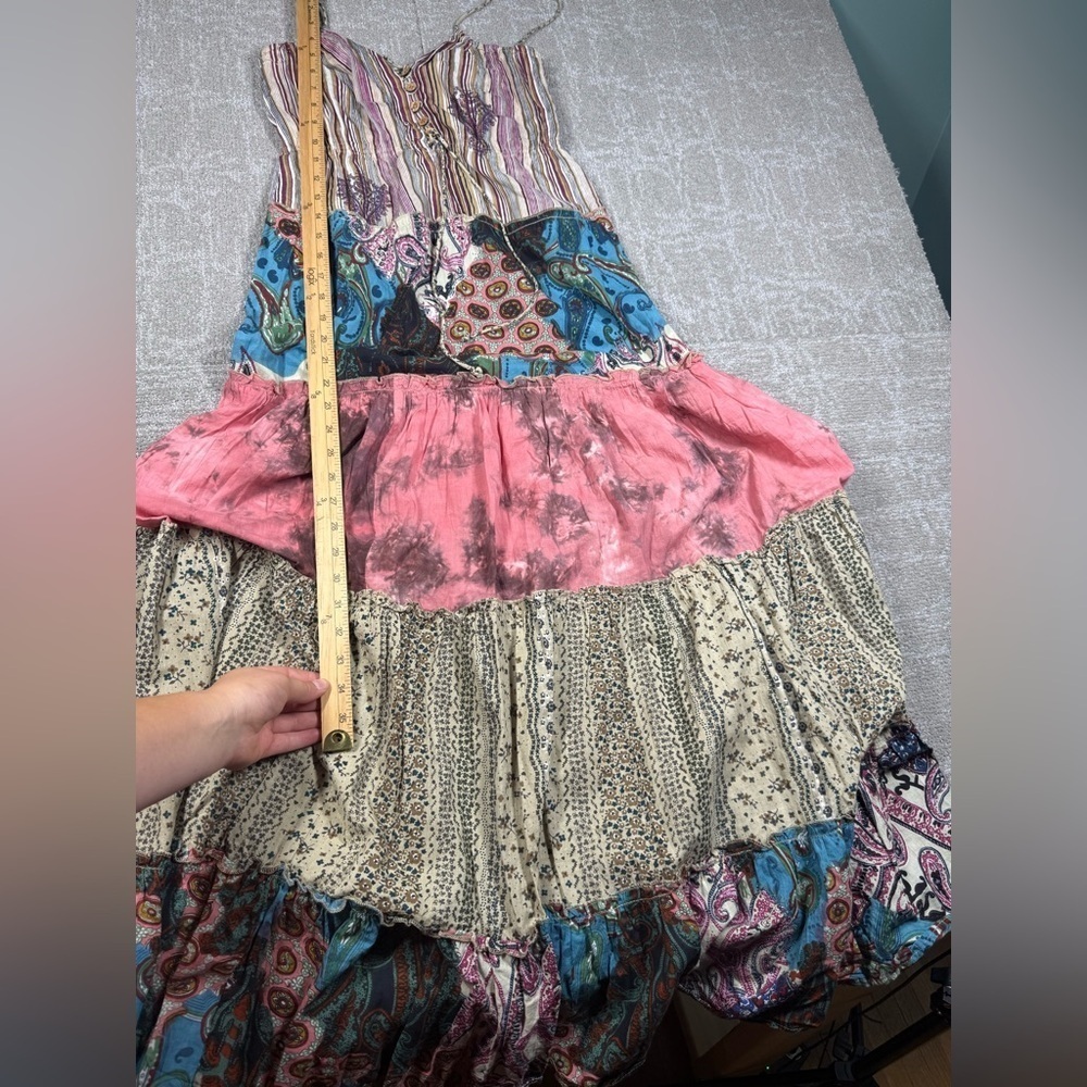 Daytrip Y2K Patch Work Colorful Boho Lagenlook Maxi Sun Dress Size Small - Picture 4 of 7